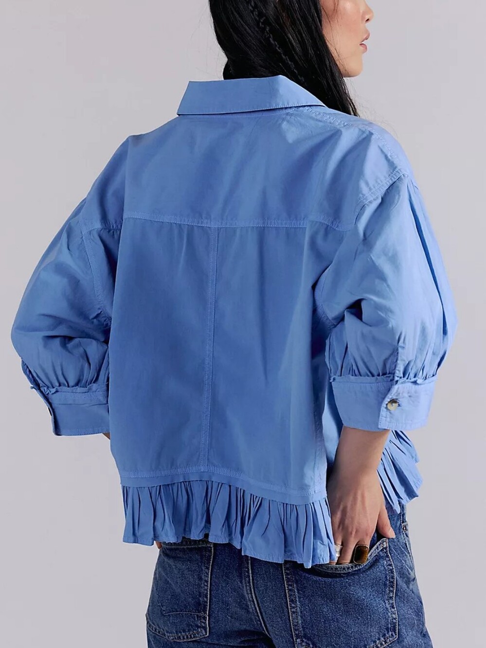 We The Free Ruffled Hem Button-Down Women's Top - Picture 3 of 8